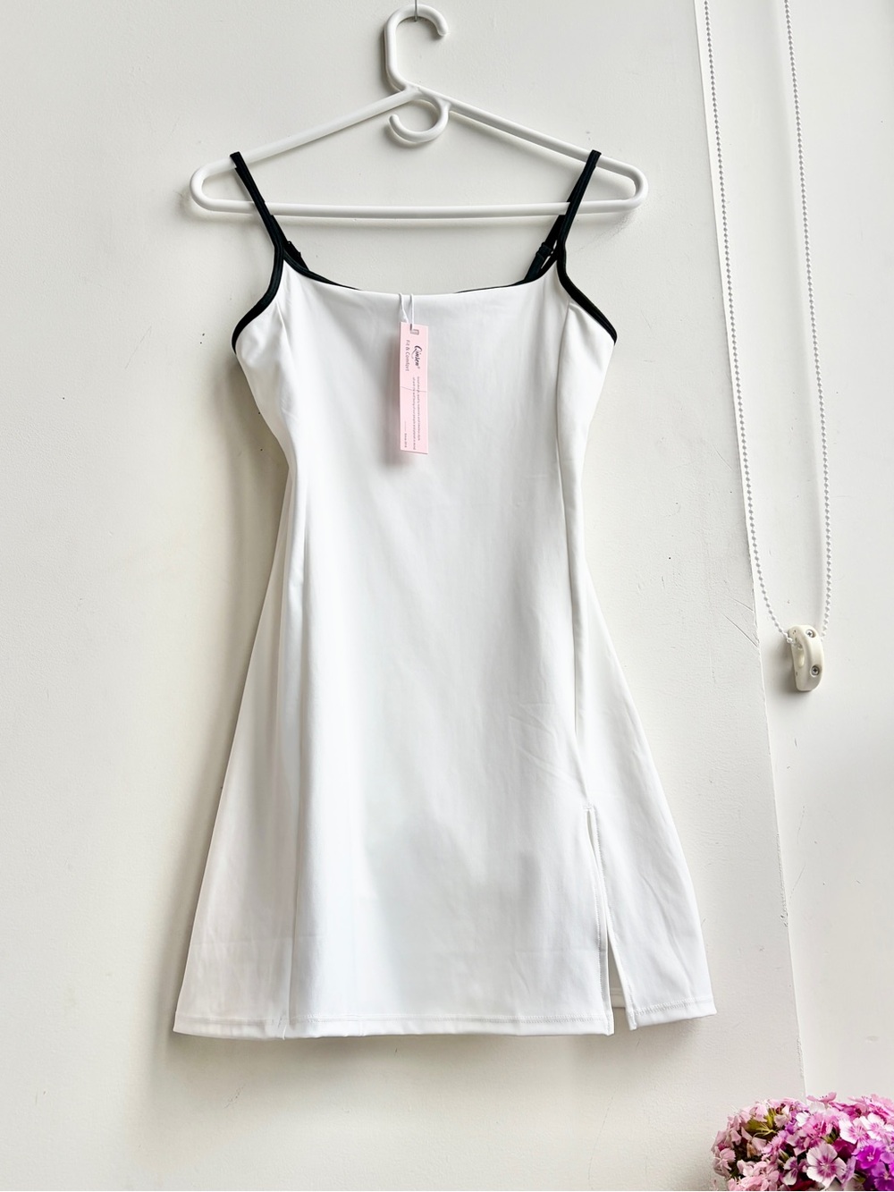 BNWT Womens Spaghetti Strap Tennis Dress with Shorts Workout Side Slit